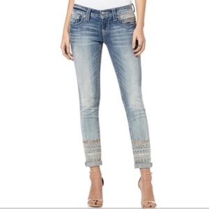 Miss Me Embroidered Cuff Jeans